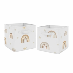 Boho Rainbow Neutral Collection Foldable Fabric Storage Bins