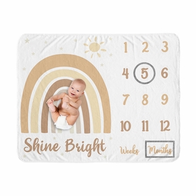 Boho Rainbow Neutral Collection Monthly Milestone Baby Blanket
