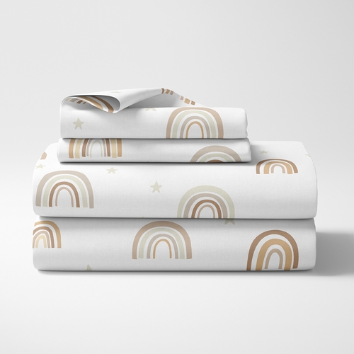 Boho Rainbow Neutral Collection Queen Sheet Set - alt image 1