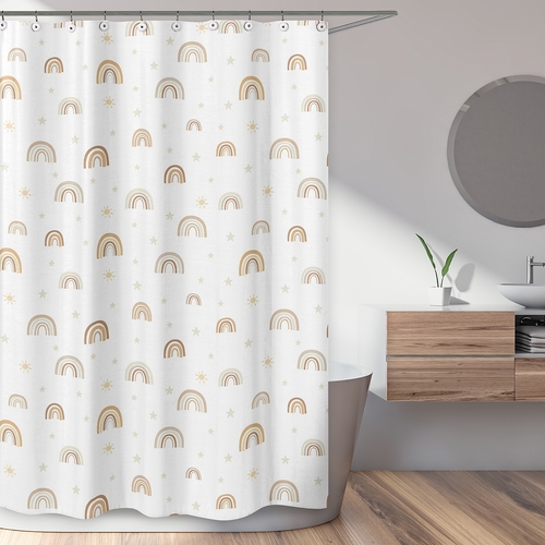 Boho Rainbow Neutral Collection Shower Curtain - alt image 1