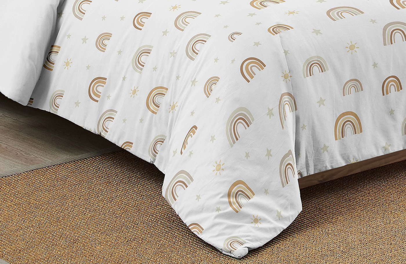 Boho Rainbow Neutral Collection Twin Bedding