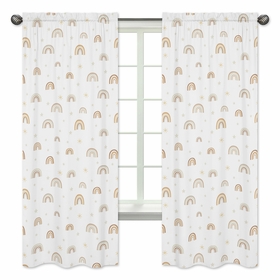 Boho Rainbow Neutral Collection Window Panels - Set of 2