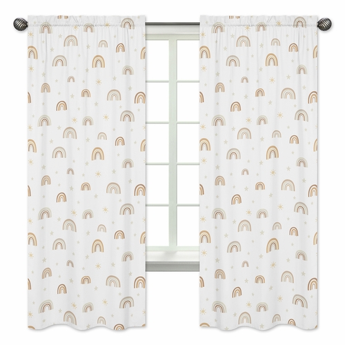 Boho Rainbow Neutral Collection Window Panels - Set of 2