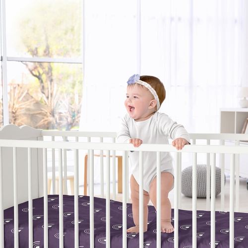 Boho Rainbow Plum Purple and White Crib Sheet - alt image 1