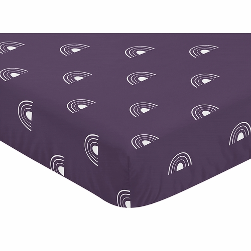 Boho Rainbow Plum Purple and White Crib Sheet - alt image 2