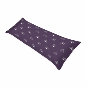 Boho Rainbow Plum Purple and White Full Length Body Pillow Cover
