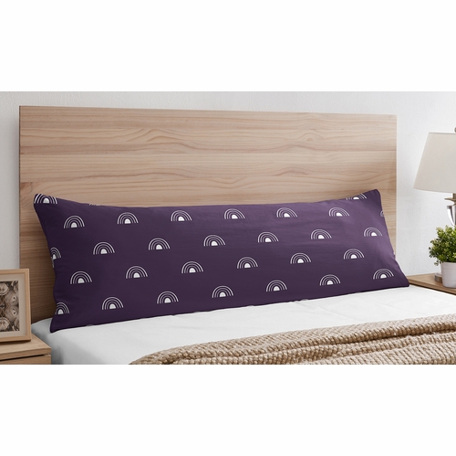 Boho Rainbow Plum Purple and White Full Length Body Pillow Cover - alt image 1