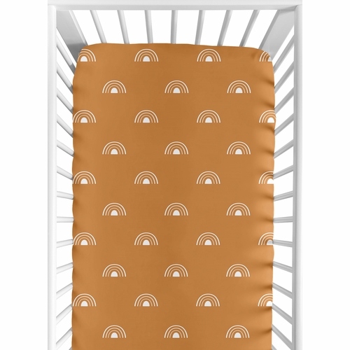 Boho Rainbow Pumpkin and White Crib Sheet