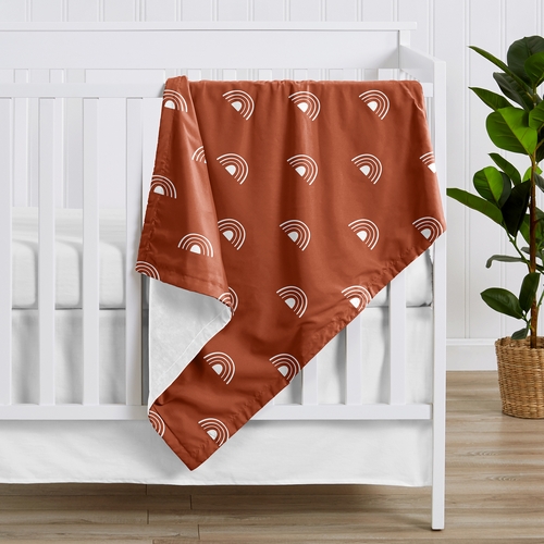 Boho Rainbow Rust and White Baby Blanket - alt image 1