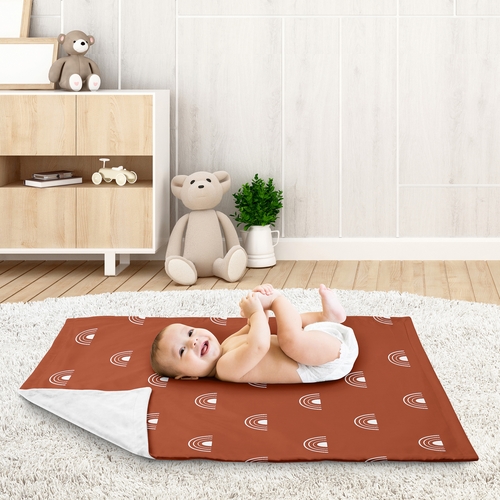 Boho Rainbow Rust and White Baby Blanket - alt image 2
