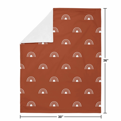 Boho Rainbow Rust and White Baby Blanket - alt image 3