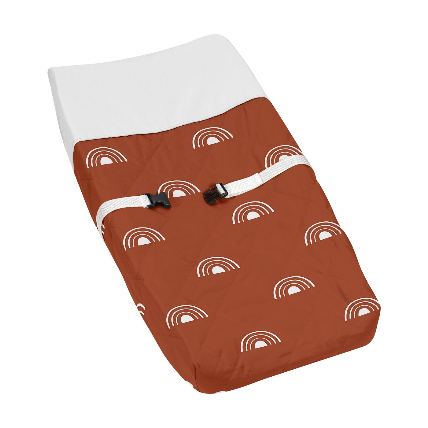 Boho Rainbow Rust and White Changing Pad Cover