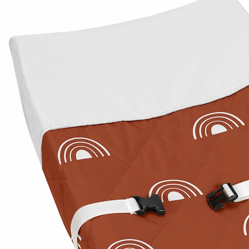 Boho Rainbow Rust and White Changing Pad Cover