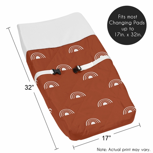 Boho Rainbow Rust and White Changing Pad Cover - alt image 4