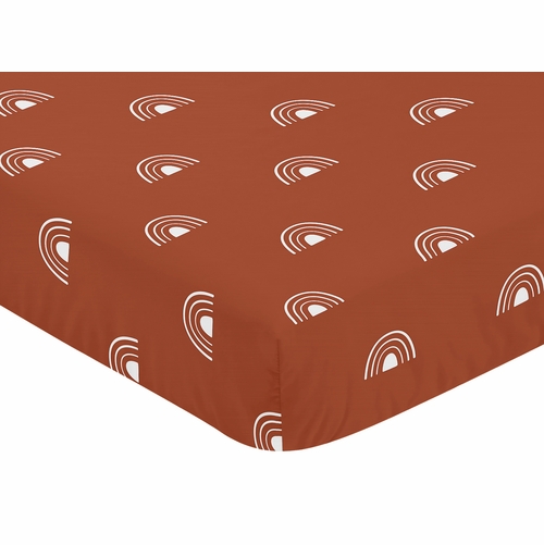 Boho Rainbow Rust and White Crib Sheet - alt image 2