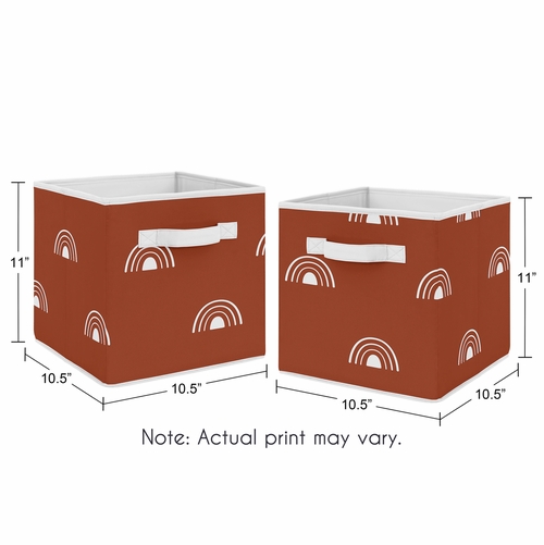 Boho Rainbow Rust and White Foldable Fabric Storage Bins - alt image 2