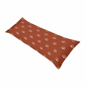 Boho Rainbow Rust and White Full Length Body Pillow Cover