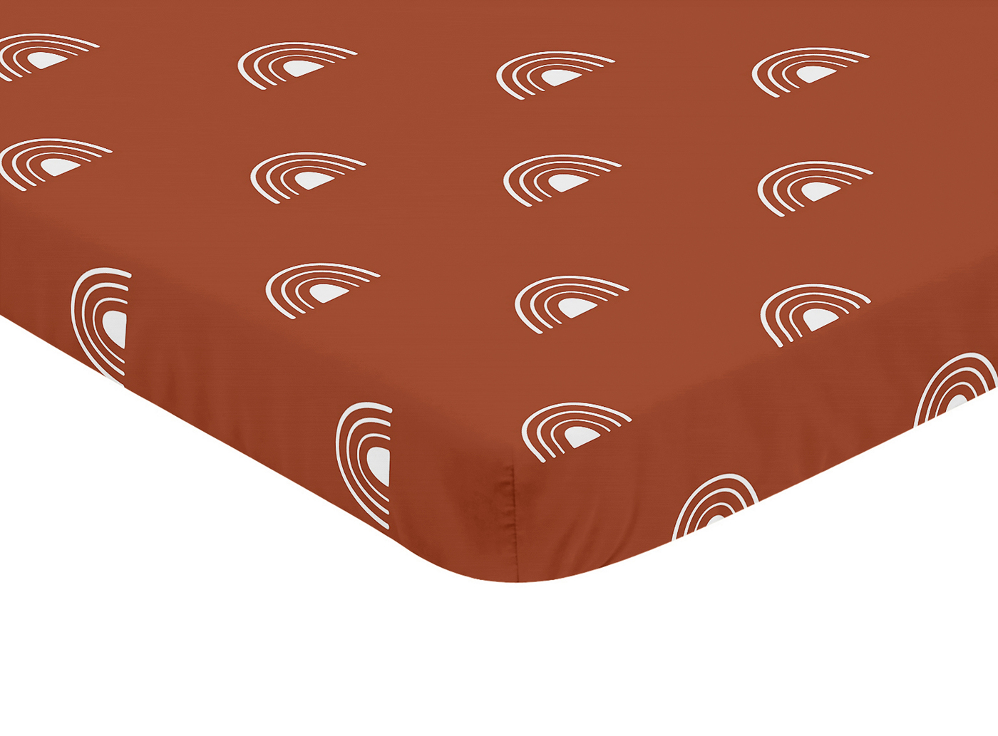 Boho Rainbow Rust and White Mini Crib Sheet