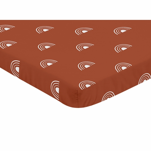 Boho Rainbow Rust and White Mini Crib Sheet - alt image 1