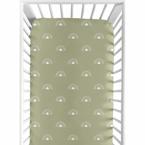 Boho Rainbow Sage and White Crib Sheet