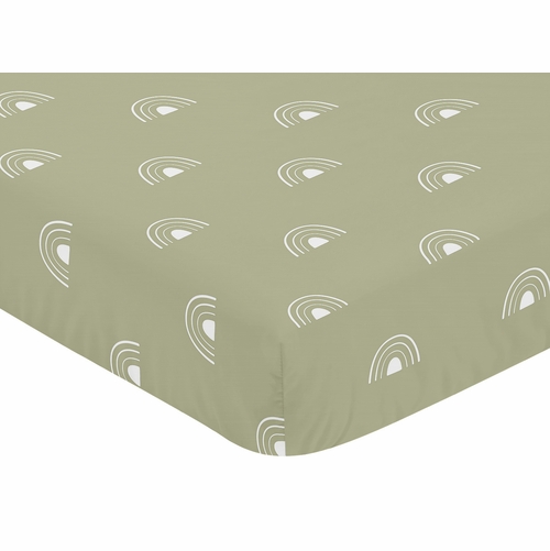 Boho Rainbow Sage and White Crib Sheet - alt image 2