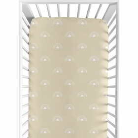 Boho Rainbow Taupe and White Crib Sheet