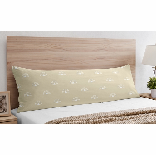 Boho Rainbow Taupe and White Full Length Body Pillow Cover - alt image 1