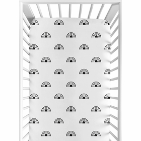 Boho Rainbow White and Black Crib Sheet