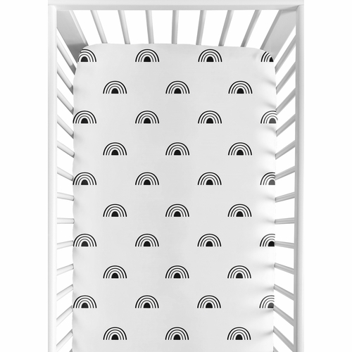 Boho Rainbow White and Black Crib Sheet