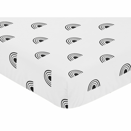Boho Rainbow White and Black Crib Sheet - alt image 2