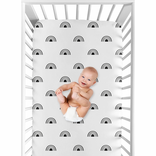 Boho Rainbow White and Black Crib Sheet - alt image 3