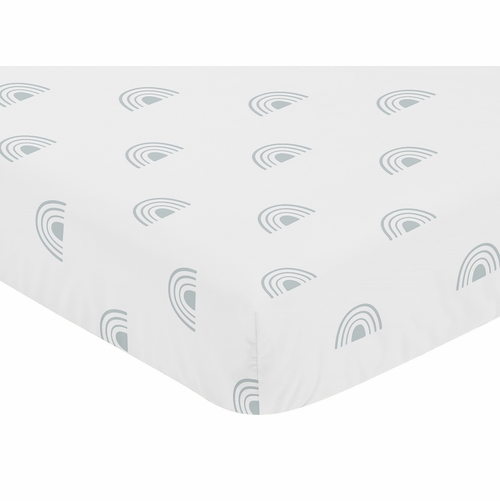 Boho Rainbow White and Blue Crib Sheet - alt image 2