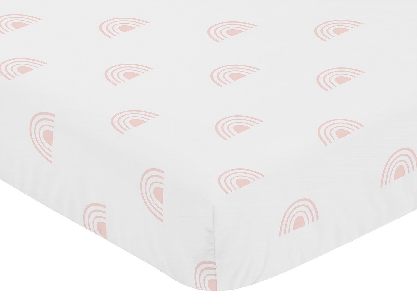 Boho Rainbow White and Blush Pink Crib Sheet