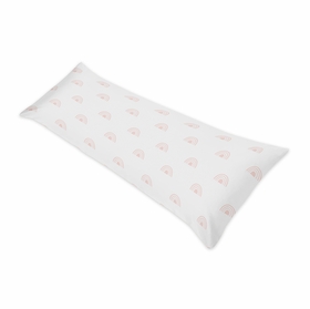 Boho Rainbow White and Blush Pink Full Length Body Pillow Cover