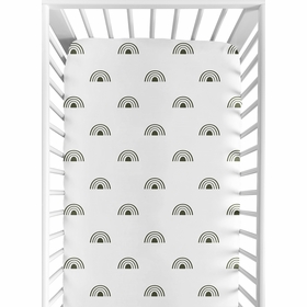 Boho Rainbow White and Green Crib Sheet