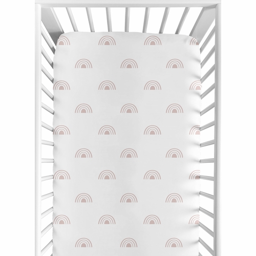 Boho Rainbow White and Mauve Crib Sheet