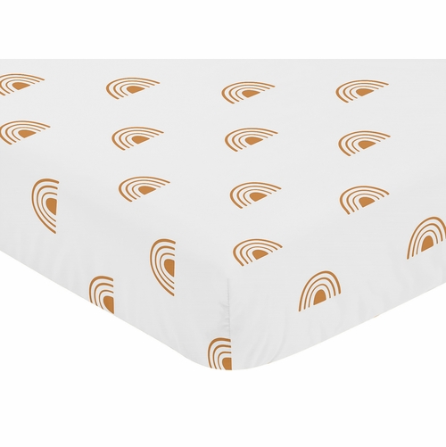 Boho Rainbow White and Pumpkin Crib Sheet - alt image 2