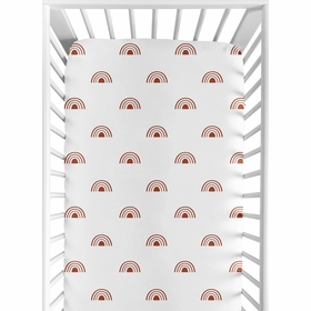 Boho Rainbow White and Rust Crib Sheet