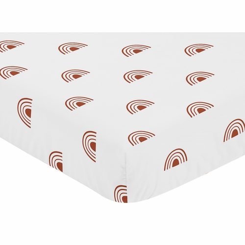 Boho Rainbow White and Rust Crib Sheet - alt image 2