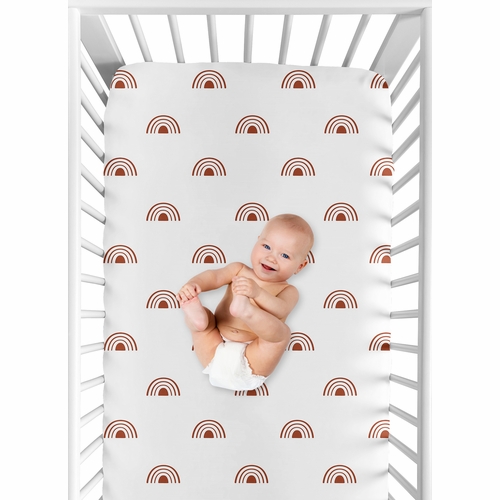 Boho Rainbow White and Rust Crib Sheet - alt image 3