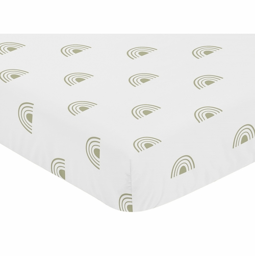 Boho Rainbow White and Sage Crib Sheet - alt image 2
