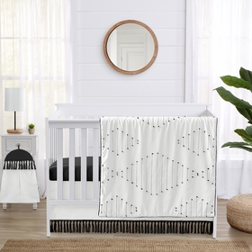 Boho Stitch Black and White Collection 4 Piece Crib Bedding