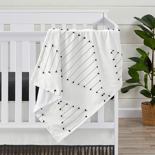Boho Stitch Black and White Collection Baby Blanket - alt image 1