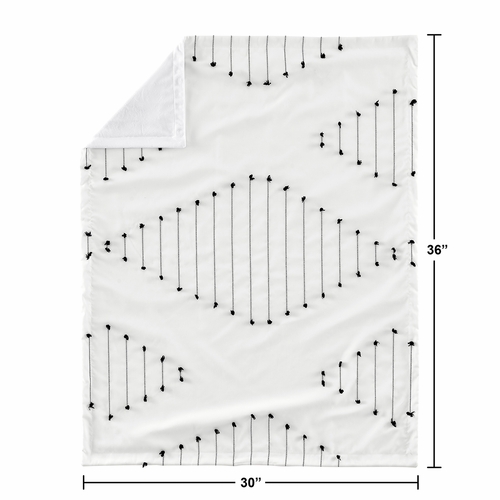 Boho Stitch Black and White Collection Baby Blanket - alt image 5