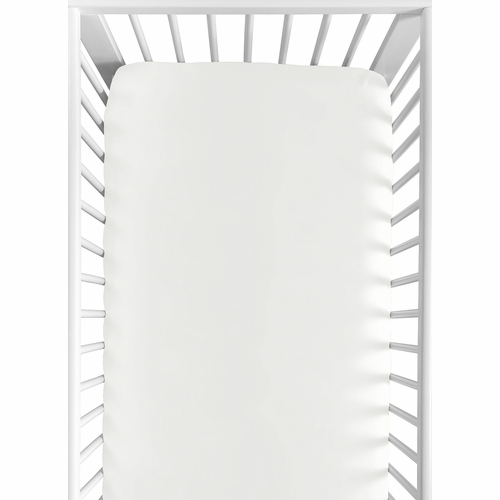 Boho Stitch Black and White Collection Crib Sheet - Solid Ivory