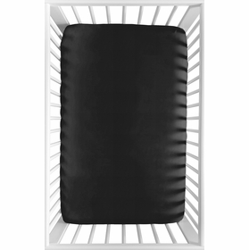 Boho Stitch Black and White Collection Mini Crib Sheet - Solid Black