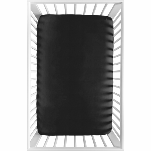 Boho Stitch Black and White Collection Mini Crib Sheet - Solid Black