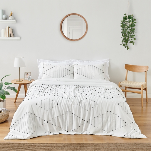 Boho Stitch Black and White Collection Queen Duvet Cover Bedding Set - alt image 1