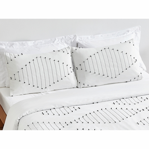 Boho Stitch Black and White Collection Queen Duvet Cover Bedding Set - alt image 4