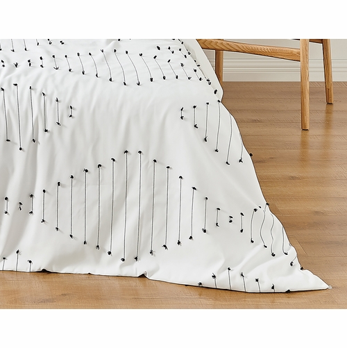 Boho Stitch Black and White Collection Queen Duvet Cover Bedding Set - alt image 5
